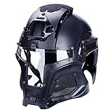 LEJUNJIE Tactical Airsoft Helmet With Visor - MICH 2000 Style (Fits Glasses, Adjustable Padding)