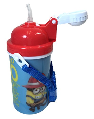 New Minions Bee-bo Canteen w/ Popup Lid & Straps Water Bottle Tumbler Cup