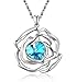 Menton Ezil Pendant Necklace Rose Lover 18K White Gold Flower Crystal Fashion Jewelry - Gift of Love