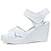 FreeRun Women's Fashion Velcro Ankle-Strap Pure Color Wedge High Heel Sandals (5.5 B(M)US,white)