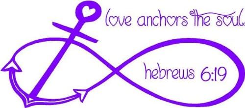 DS Inspirational Decals Hebrews 6:19 Religious Decal | Love Anchors The Soul | Vinyl Wall Decor | 22"x10" [CK98]