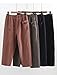 Minibee Women's Elastic Waist Casual Crop Linen Pull On Pants Black 2XL