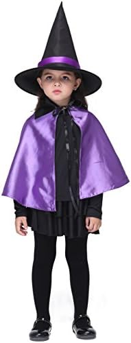 Girlscos Girl's Witch Costume 4 Piece Suit Kids Halloween Cosplay Costumes Small Purple