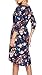 Womens Dresses 3/4 Sleeve Round Neck Floral Casual Swing Midi Dress with Pockets Navy S