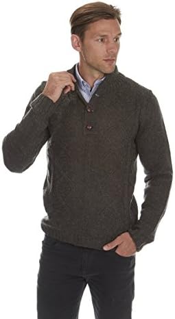 URBAN REVIVAL Mens Chunky Cable Knit Button Up Sweater