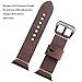 EACHE Genuine Leather Watch Band 42mm 44mm Dark Brown Crazy Horse Calfskin Leather Strap for Iwatch for Apple Watch Series 1,2,3,4 Black Adapter