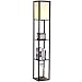 TEANDE FBA_MXWEL-BK Maxwell LED Shelf Floor Lamp-Modern Mood Living Room and Bedroom-Shade Diffused Light Source with Open-Box Shelves-Ebony Black, Wood