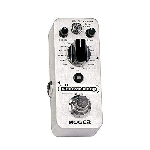 MOOER Groove Loop Drum Machine Looper Pedal with 2 Getaria Guitar Effect Cables - Thumbnail 3