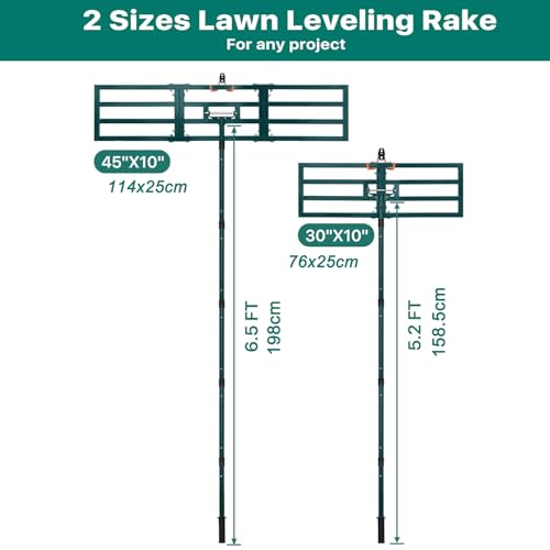 Lawn Leveling Rake 76 x 25 cm: JanTeelGO Synthetic Grass Rake with Wall Hook – Professional Ground Leveling Rake for Garden, Golf Course, Farms