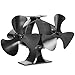 VonHaus 6-Blade Twin Motor Double Heat Powered Wood Stove Fan - Ultra Quiet Fireplace Wood Burning Eco Fan for Efficient Heat Distribution - Black (6 Blade)