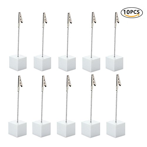 10pcs Table Number Holder Name Place Card Holder Memo Clip Holder Stand Note Holder Pictures Card Paper Menu Clip (white)