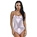 FEESHOW Women's Metallic Camisole Dance Leotard Bodysuit One Piece Swimsuit Silver Small