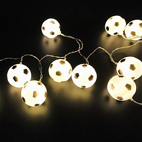 Cirkooh 3 M / 9.8 Ft 20 Lights Battery Powered Football Soccer Shape LED String Lights for Indoor/Outdoor Halloween Christmas Thanksgiving Home Party Children Kids Bedroom Decoration (Warm White)