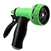 GDEALER Garden Hose Nozzle 9 Pattern Hand Spray Nozzle Heavy Duty Hand Free Clip High Pressure Water Hose Nozzle for Watering Plants, Car Wash and Showering Pets with 2 Extra Rubber Gaskets