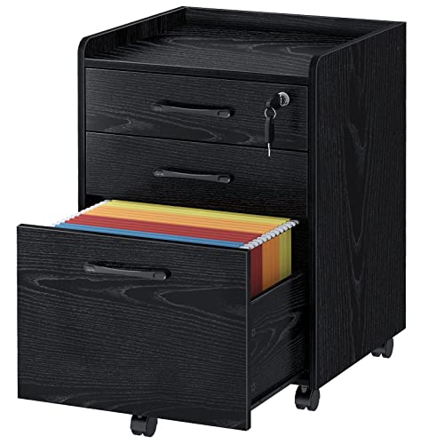 Rolanstar File with Lock & 3 Drawer, Rolling Mobile Vertical