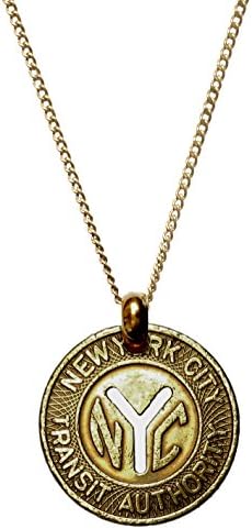 NYC "Large Y" Men's Subway Token Necklace with 30 Inch Curb Chain