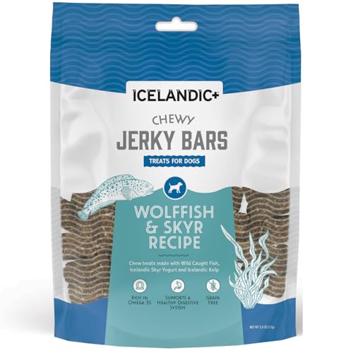 ICELANDIC+ CHEWY JERKY BARS WOLFFISH, SKYR, & KELP DOG TREAT 2.5-OZ BAG