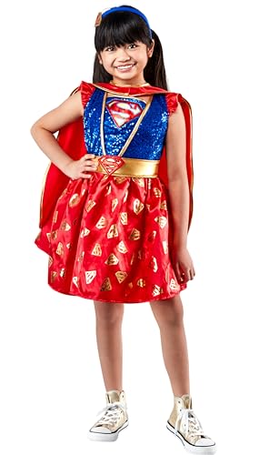 Rubie's Girl's DC Comics Supergirl Costume Dress with Cape and Headpiece