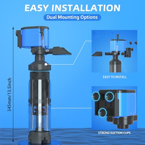 Nyganmelloz 5-in-1 25W aquarium filter,water pump,filter for fish tank,Ultra Quiet Operation,Powerful Oxygen Pump,wave-making and Electric Water Change functions with 1800L/H Flow, fish tank filter