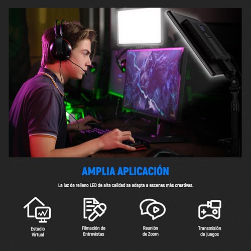 NEEWER 13" Panel Foco LED Video,Kit Iluminación Estudio con Trípode,20W Luz Relleno Bicolor Dimmable Key Light para Grabación Podcast Fotografía Streaming,CRI97+ 2400lux/0,5m 29,6Wh Batería,NL-192AI