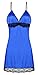 Ekouaer Women's Sexy Baby Doll Satin Chemises Slip Sleepwear, Blue, M=US (8,10)