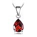 JewelryPalace Gemstones Birthstone Necklace For Women 925 Sterling Silver Solitaire Pendant Necklace For Girls 2.2ct Natural Garnet Necklace Chain Box 18 Inches Pear Cut