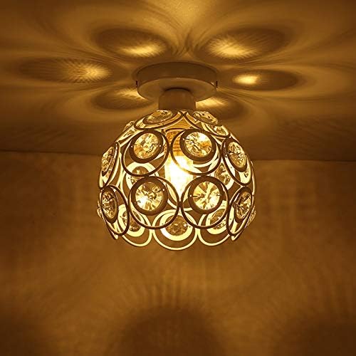 Crystal Ceiling Light Shades, GFEU Modern E27 Industrial Metal Flush Mount Ball Pendant Lights Chandelier Fixture for Kitchen Island Home Office Dining Room Bedroom Coffee (Gold)