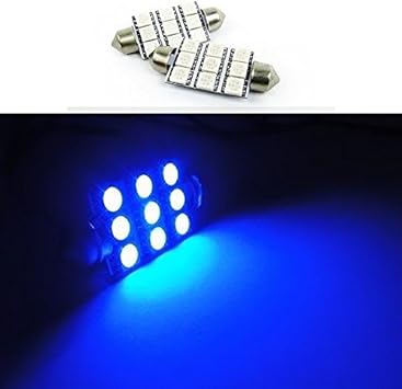 Amazon Com Ledin 2 Pcs 578 Festoon 9 Smd Led Dome Light Blue 42mm 211 2 212 2 Automotive