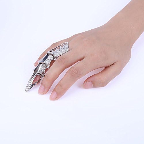 Sleek and Modern，Women Vintage Punk Rock Joint Armor Knuckle Full Finger Claw Rings(Silver) Classic，FINIFLY