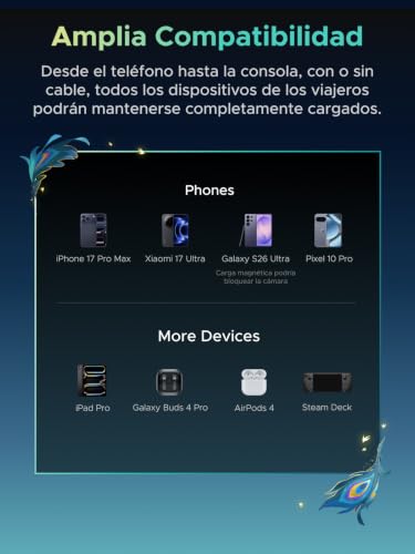 UGREEN x Honkai: Edición Star Rail Qi2 15W 10000mAh Power Bank Ultra Delgada Batería Portátil con MagSafe, 30W Cable USB-C Integrado, Carga Inalámbrica Magnética Compatible con iPhone 17/16/15 Series