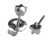 Ear Piercing Earrings Silver 4mm Star Studs 