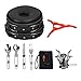 Bisgear 17Pcs Camping Cookware Stove Carabiner Canister Stand Tripod Folding Spork Set Outdoor Camping Hiking Backpacking Non-Stick Cooking Picnic Knife Spoon Wine Opener (17 pcs(Black))