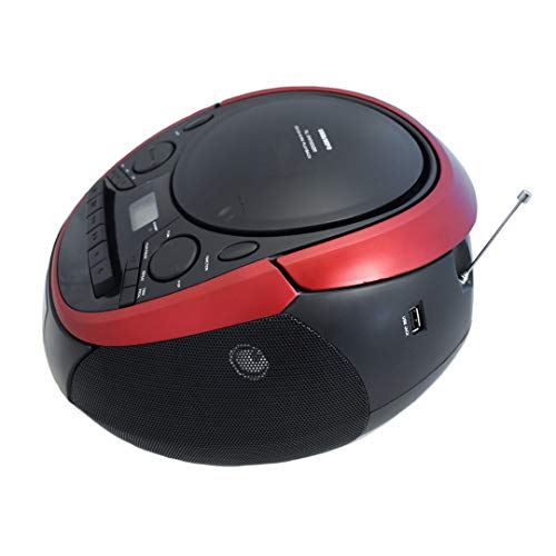 Axess PB2711 Portable AM/FM Radio - CD/MP3 Cassette - USB Boomox with AUX-in and Headphone Jack