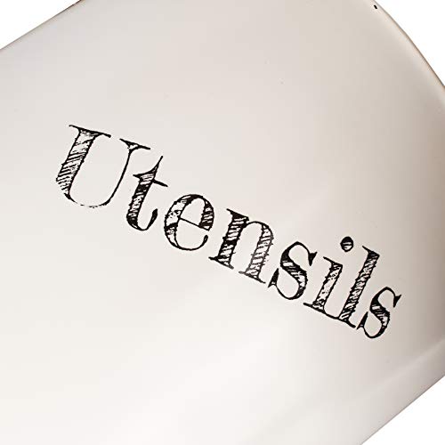 Large Ceramic Kitchen Utensils Holder Jumbo Cooking Utensil Crock Kitchen Tools Organizer Caddy (White)