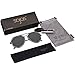 SOJOS Aviator Sunglasses Metal Frame Flat Mirrored Lens SJ1004 with Black Frame/Grey Lens