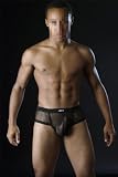 Autofor Large Mesh Transparent Sexy Men's Underwear Men's Thong Performance Wear for Honeymoon Wedding Anniversary,Valentine's Day Gift for your Boyfriend Husband (M, black)