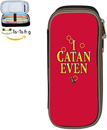 Custom I Catan Even Pencil Case - Big Capacity Double Zipper Multifunctional Black Stationery Bag For Children
