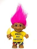 My Lucky WORLD'S BEST BABYSITTER Troll Doll with BABY TROLL (Hot Pink Hair)