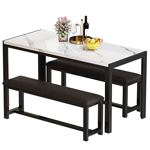 Recaceik Dining Table Set For 4, Kitchen Table And Chairs For 4, Faux