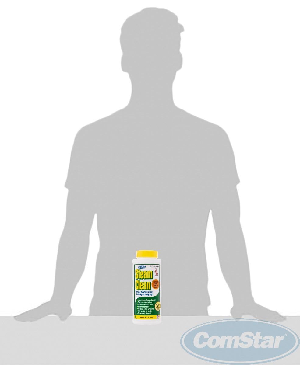 ComStar Steam Clean Boiler Water Treatment, Prevents Priming, Foaming, Surging, Blue Color-Coded Indicator, Removes Grease, Oil, Sludge, Easy-to-Use Natural Formula, 8 Ounces (35-213)