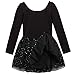 Arshiner Girls' Classic Long Sleeve Sequins Tutu Dress Leotard Black 130(Age for 4-5Y)