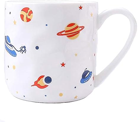 Amazon オフィス水カップ 蓋スプーン付きセラミックマグカップミルクカップ学生の子供のかわいい女の子のハート惑星カップカップルカップペア Color 1 デミタスカップ エスプレッソカップ オンライン通販