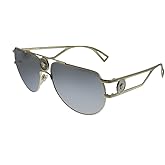 Versace VE 2225 12526G Pale Gold Metal Aviator Sunglasses Silver Mirror Lens