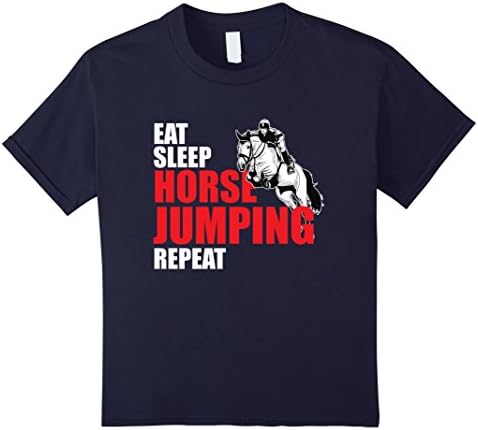 Kids Horse Jumping Evolution T Shirt - Funny Horse Riding 8 Navy