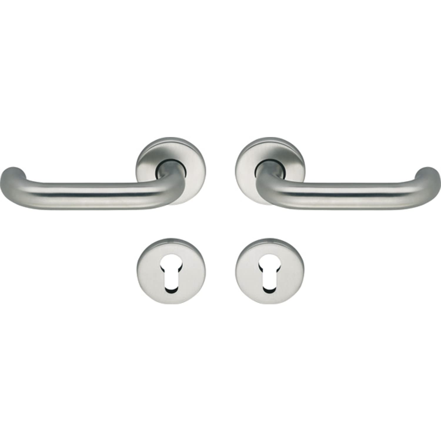 ECO D110/R Handle Set with Rosettes PZ for Escape Doors Door Thickness 40-66 mm Aluminium Silver Anodised