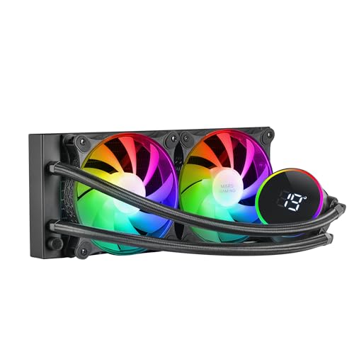 MLLCD240, Refroidissement Liquide AIO, TDP 500W, 2x Ventilateurs FDB ARGB 120mm, Écran LCD avec Surveillance Température, Pompe Opti-Chamber 3e Gén., Multisocket Universel, Noir