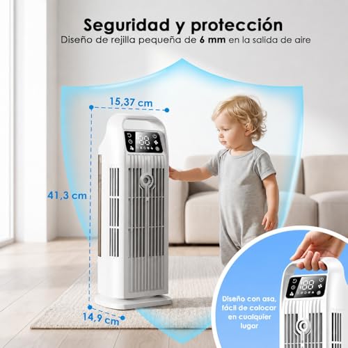 Portable Air Conditioner with Remote Control, 5 in 1 Water Fan, 1.2L Evaporative Climate Control, Storm Button 7 m/s, 120° Oscillation, 12 Hour Timer, Low Consumption (Polar White)
