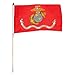 US Flag Store Marine Corps Flag 12 by 18-Inch Mounted on 24-Inch Wooden Stick
