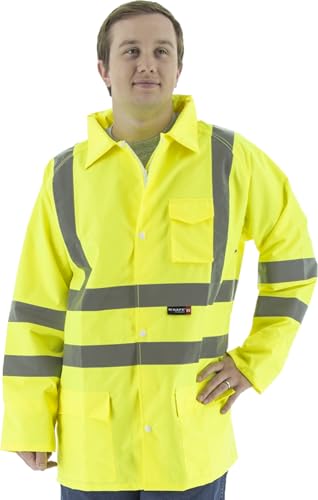 Majestic 75-1351/X5 High Visibility Yellow Waterproof Rain Jacket, with Removab…