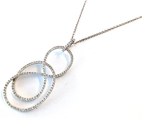 Diamond Figure 8 Art-Deco Design Pendant .36 CT 14k White Gold w/ 16" Necklace